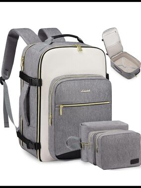 Lovevook Travel Backpack with Packing Cubes Grey/Beige